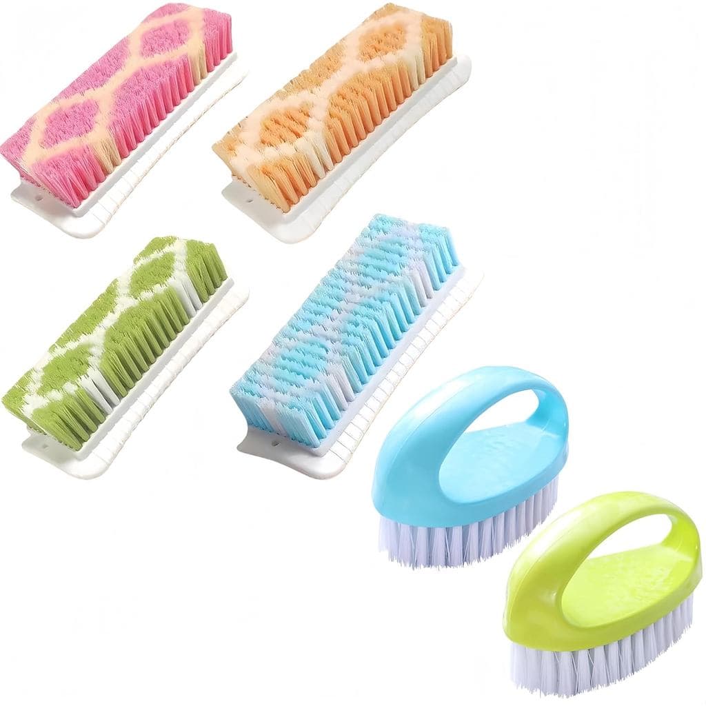 Conjunto de 4 Escovas de Limpeza Pesadas e 2 Escovas de Limpeza Pequenas, de Limpeza com Cerdas Rígidas, Escova