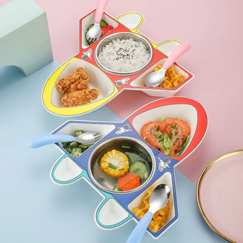 Prato De Jantar Em Forma De Carro , Talheres Infantis Destacáveis De Desenho Animado , Almoço Infantil Resistente A Qued