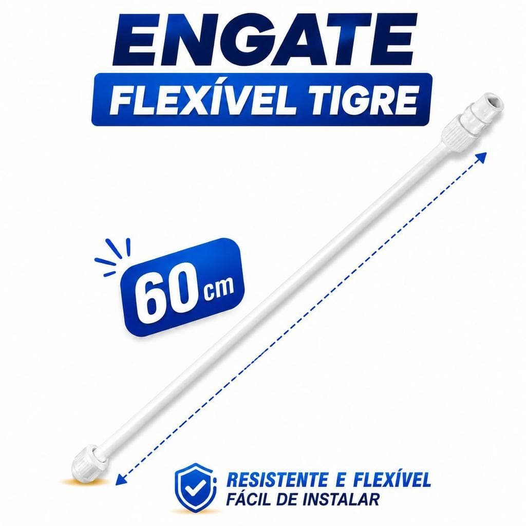 Rabicho Flexível PVC de 60cm Tigre Rabicho de Torneira e Lavatório Vedação Segura e Instalação Fácil