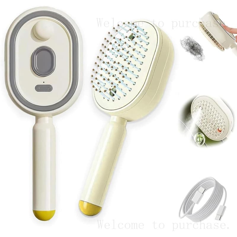 Escova a Vapor Elétrica para Cabelo, Escova Elétrica com Almofada de Ar e Spray para Mulheres, Escovas de Cabelo Recarre