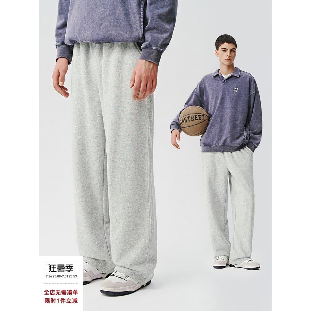 714street forro de lã cinza moletom masculino 2025 outono inverno solto calças retas esportes calças casuais estilo preg