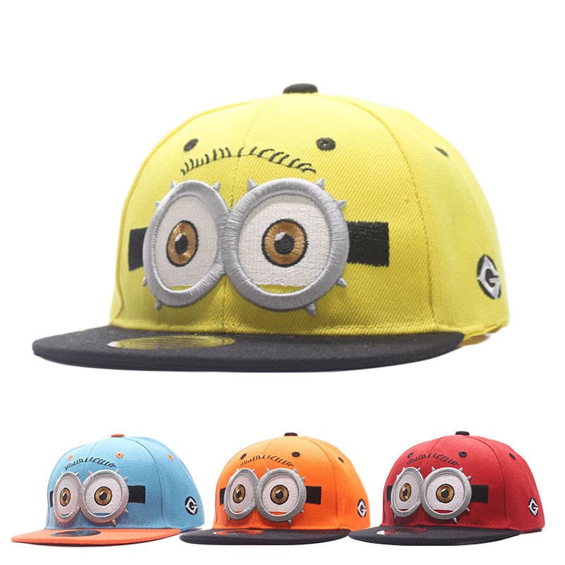 Boné de Beisebol Bordado Inspirado nos Minions - Aba Reta, Estilo Hip Hop para Festas e Eventos**-*-*&***-&&&***&-*