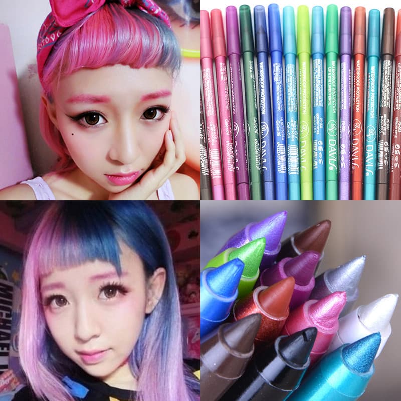 Bidimensional COS COS COS Harajuku Vinho Vermelho Verde Azul Roxo Prata Rosa Delineador Olho Lábio Multiuso Sombra Batom