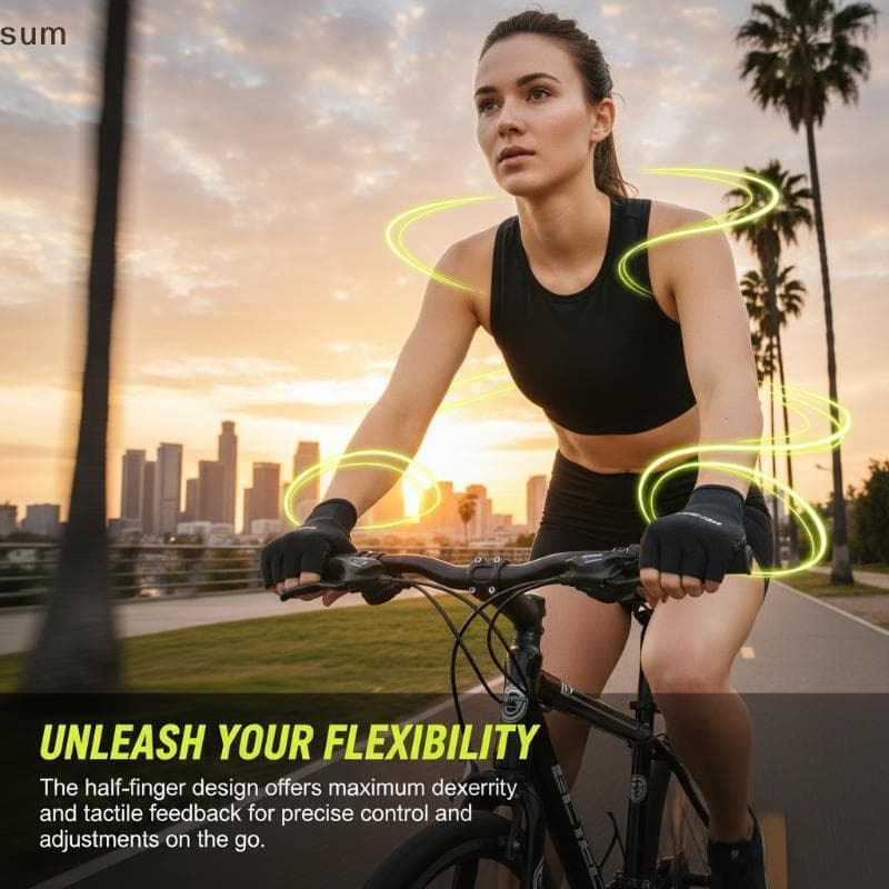 [sum] Luvas De Ciclismo De Meio Dedo Antiderrapantes À Prova De Choque Respiráveis Aptidão Resistentes Ao Desgaste Para