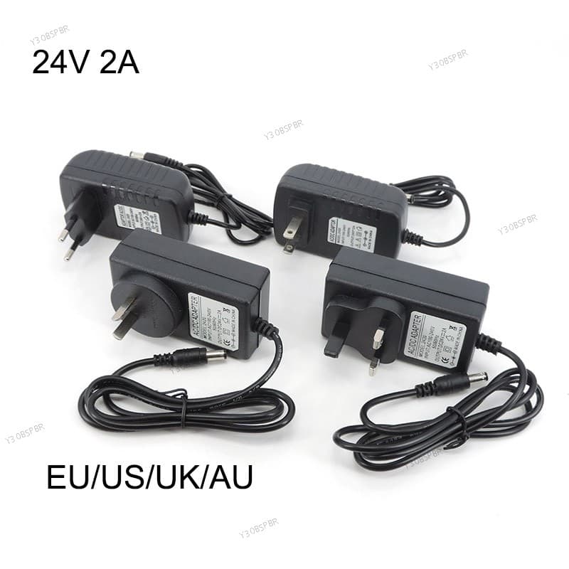 Adaptador De Fonte De Alimentação AC Para DC 24V 24 Volts 2A 2000ma Carregador Transformador AU Reino Unido Ue Secador D