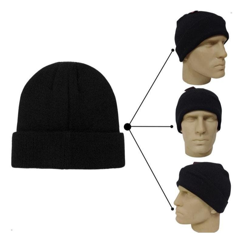 Touca Gorro Adulto Unissex Básica de Lã, Chapéu Quente Preto para Inverno