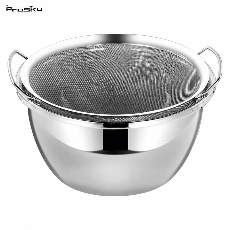[stdzsw] Tigela De Filtro De Aço Inoxidável Com Tampa Para Cozinha , Cesta De Lavagem E Drenagem Multiuso