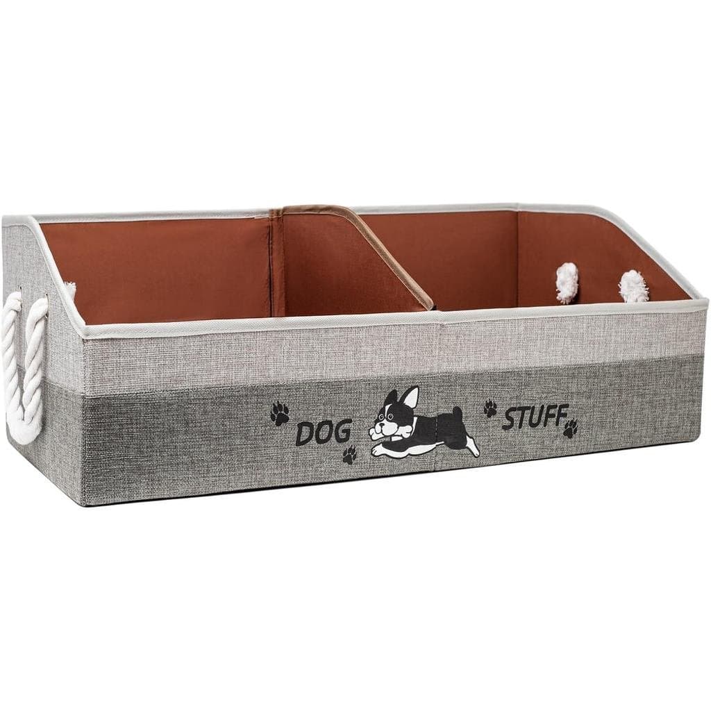 Cesto Grande para Brinquedos de Cão com Alças, 28,5" Caixa Dobrável Multiuso de Placa Rígida para Brinquedos de Cão, Rou