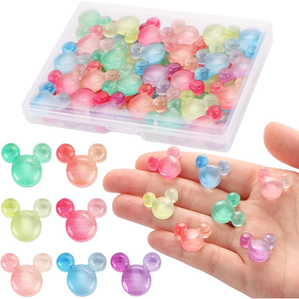 35 Peças de Cabeças de Urso em Resina - Decorações Artesanais Fofas com Caixa de Armazenamento para Scrapbooking DIY, Fe