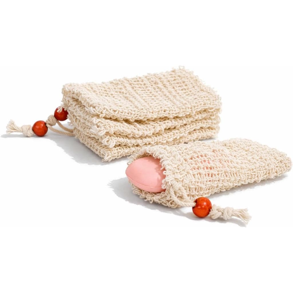 5 Peças de Sacos para Sabonete em Barra, Rede de Sisal Natural para Sabonete em Barra, Saco Esponja Esfoliante, Rede de