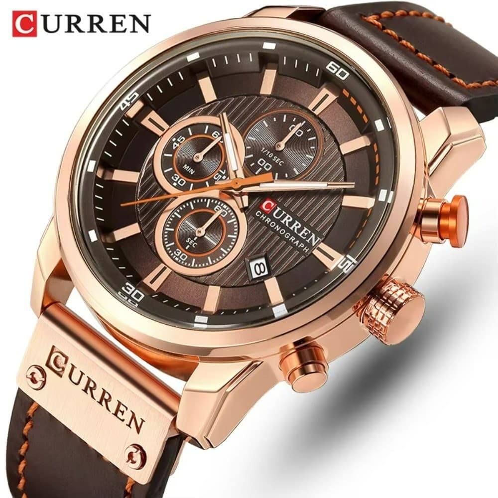 CURREN Marca Relógio Masculino De Couro Relógios Esportivos Exército Militar Quartzo Pulso Cronógrafo Relogio