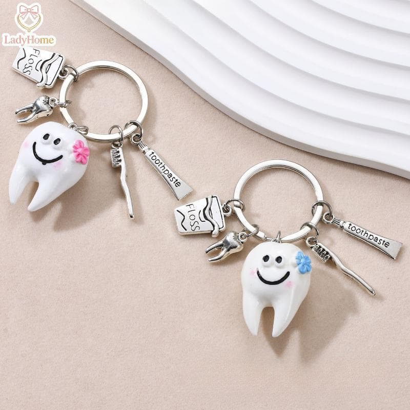 Chaveiro Encantador LADYH Com Dentes Sorridentes E Amuletos De Escova De , Lembrancinha Perfeita Para Dentista