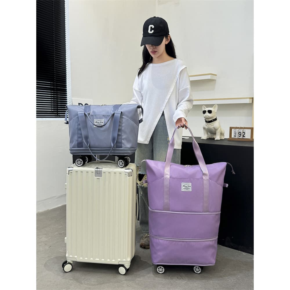 Bolsa de viagem leve e dobrável, grande capacidade, pode ser transportada, pode ser puxada, lazer, viagem de negócios, b