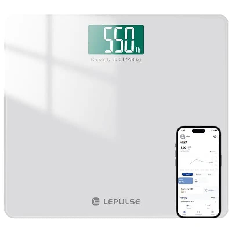 Balança Lepulse para Peso Corporal 550lbs, Balança Digital de Banheiro de Alta Capacidade, Balança de Peso de Alta Preci