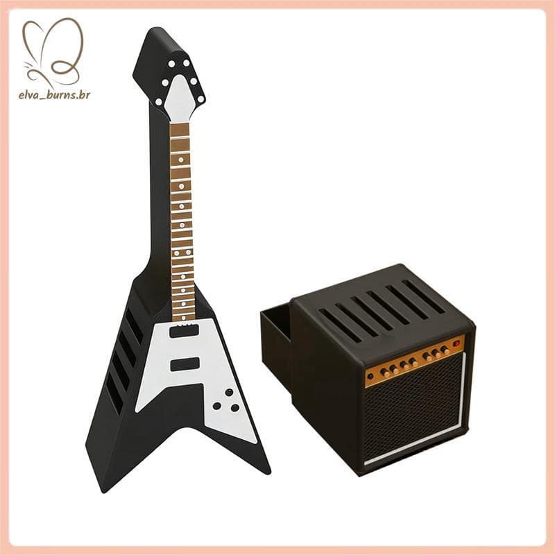 [elva_burns.br] Caixa Porta Palhetas De Guitarra , Suporte De Exibição De Palheta Estilo Alto-Falante Amplificador E Em