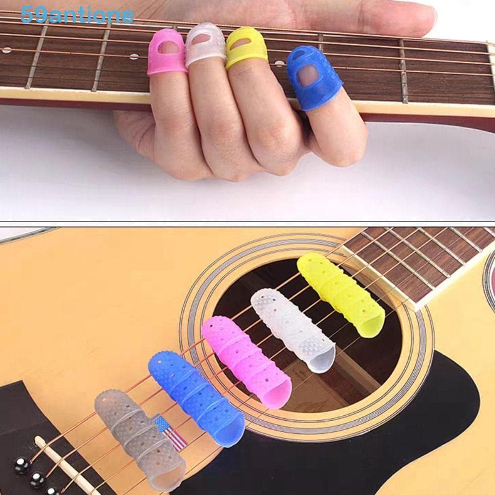 ANTIONE 10pcs Protetores De Dedo De Silicone , Ponta Guitarra De Cor Sólida Dedal De Borracha , Antiderrapantes