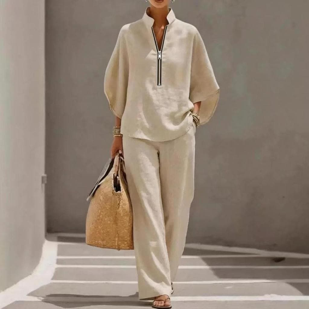 Moda Casual camisa calças terno confortável terno de duas peças