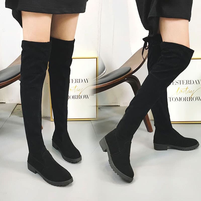 Outono inverno novo estilo botas acima do joelho botas longas salto plano botas elásticas sobre o joelho botas femininas