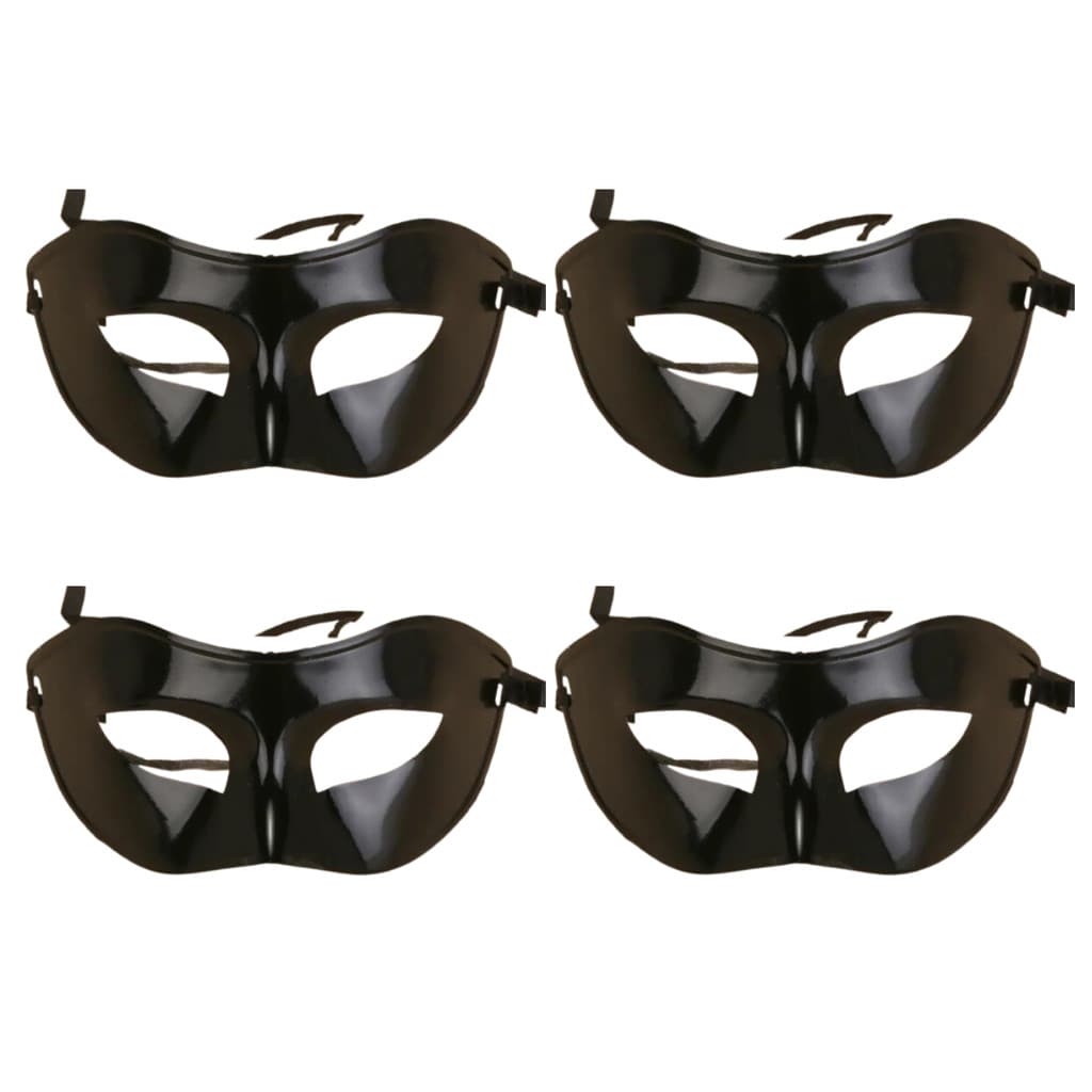 KIT 4 MÁSCARAS PRETA ESTILO VINIL BAILE FESTA CANAVAL