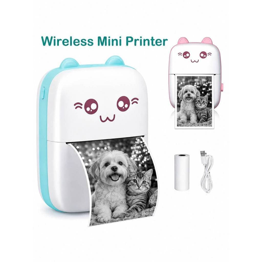 Gato bonito Mini impressora térmica de bolso Bluetooth sem fio portátil pergunta errada impressora sem tinta telefone mó