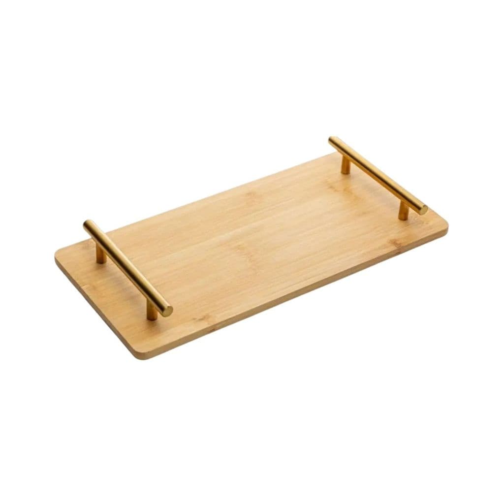 BANDEJA C/ALCA METAL DOURADA SEATTLE 36 X 17CM BAMBU LYOR