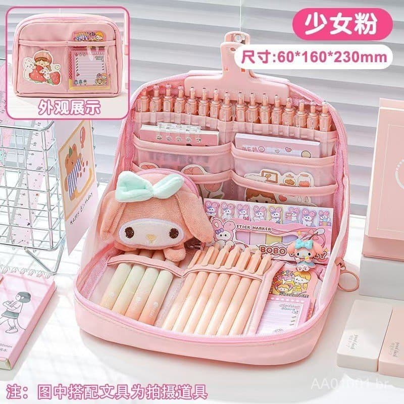 Estojo de lápis moderno e de grande capacidade, caixa de papelaria de alto apelo estético para meninas, conjunto de pres