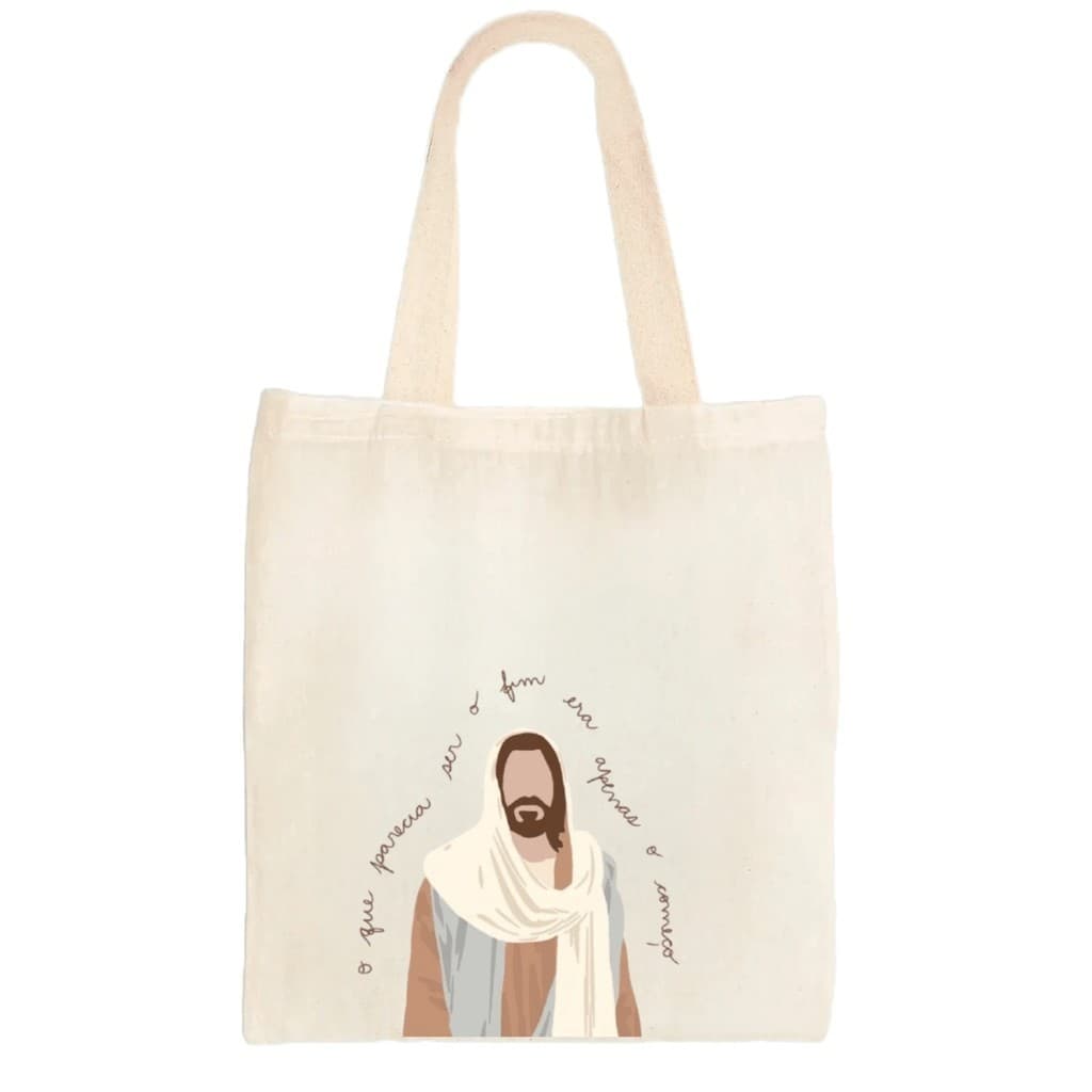 Bolsa Sacola Ecobag 100% algodão Estampada Frase Cristã O Que Parecia Ser O Fim Bolsa Praia