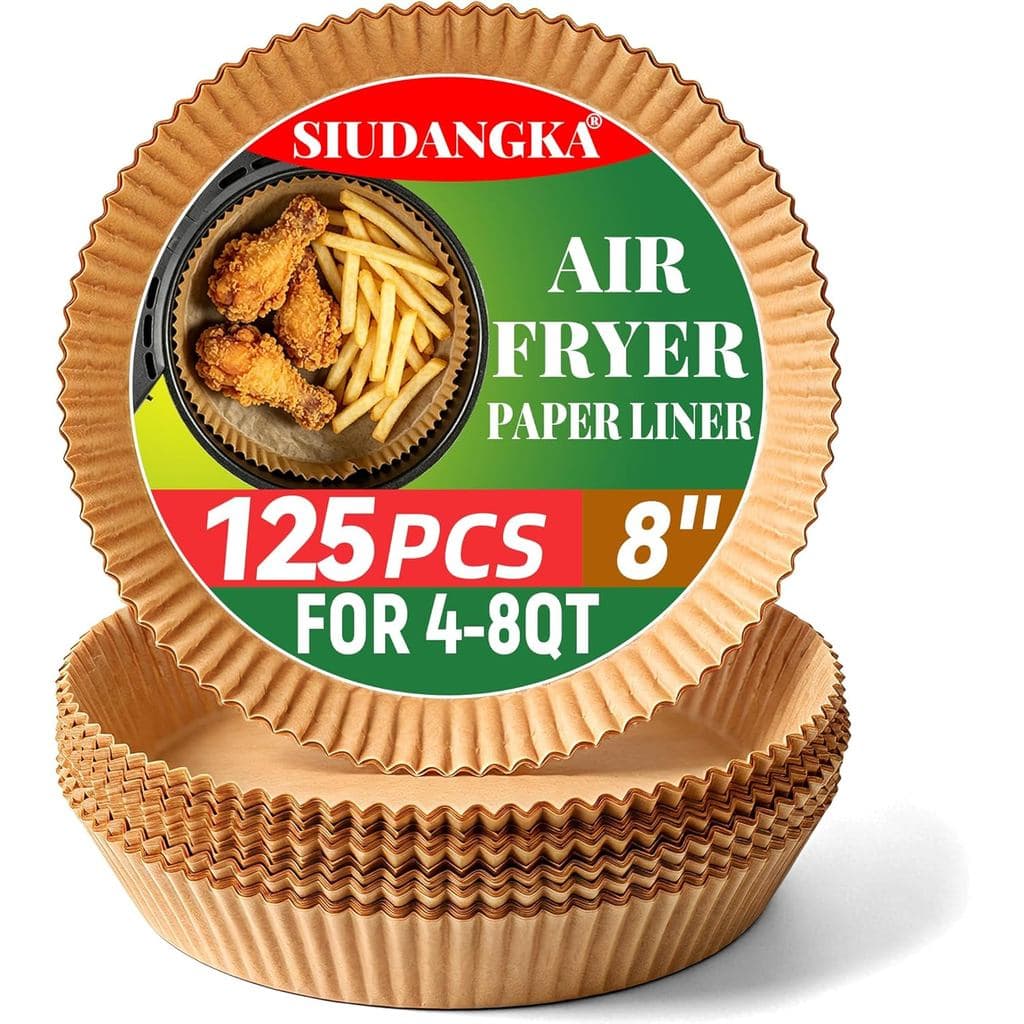 Forros para Air Fryer SIUDANGKA para Ninja Air Fryer, 125 Peças de Papel Descartável para a maioria dos AirFryers de 4-8