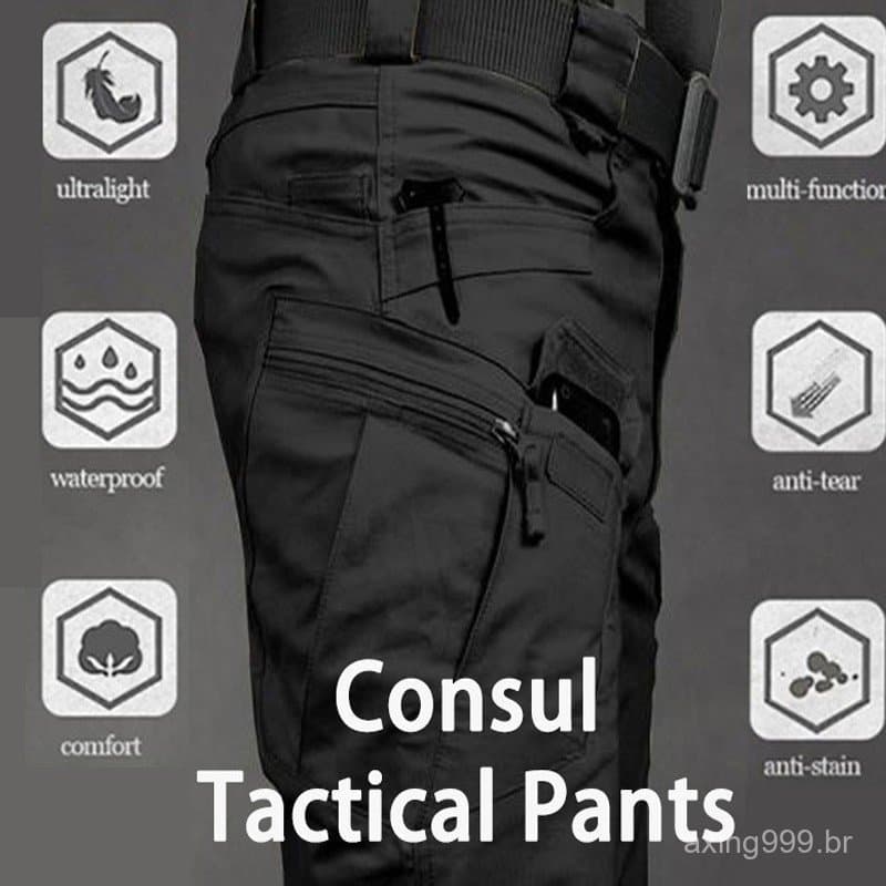Calça Tática Militar Masculina Multi-Bolsos À Prova D'água Absorção De Suor Para Treino/Workwear