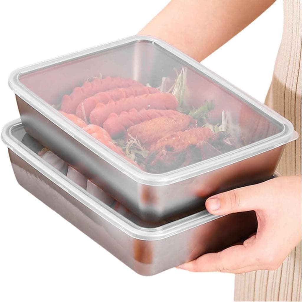 MANHONGYU Conjunto de 2 peças de recipiente de armazenamento de alimentos de aço inoxidável, usado para preparar refeiçõ