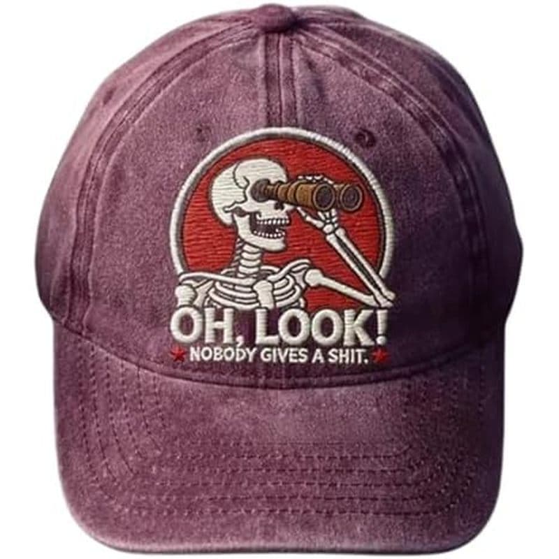 Oh Look Ninguém Dá Uma Merda Chapéu Skeleton Scout Cap IDK IDC Idgaf Dad Hat | Boné Vintage Lavado Em Algodão Design De
