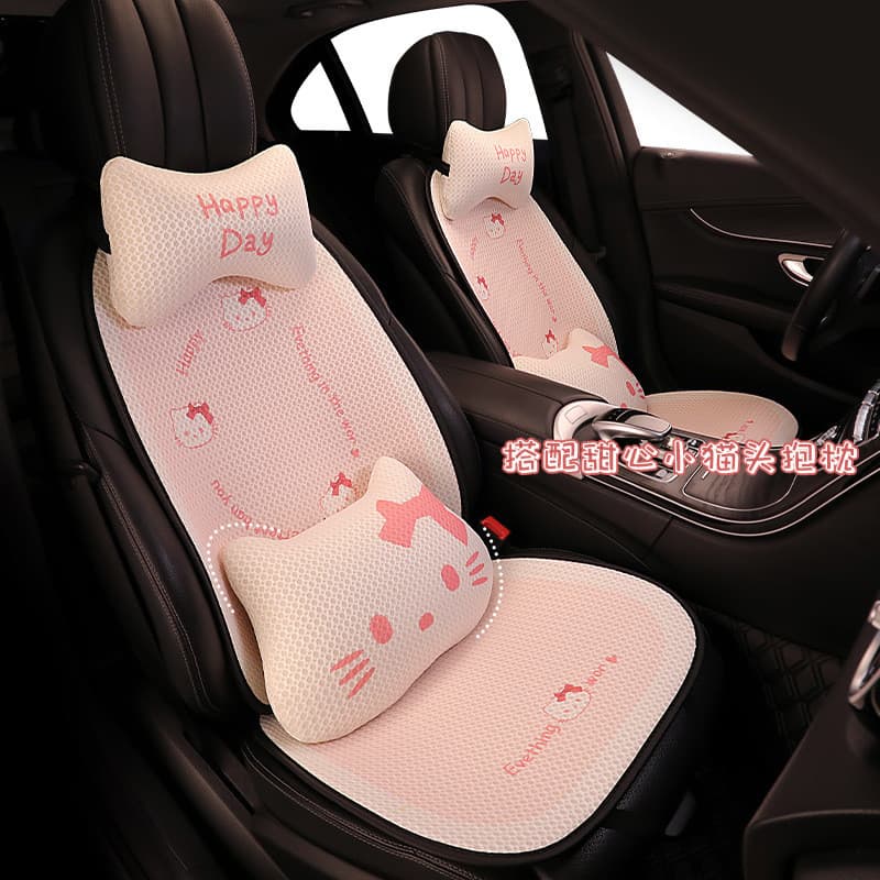 Almofada de assento de carro Dark Kitten Cartoon Assento de carro Almofada quadrada Encosto de cabeça Encosto lombar Alm