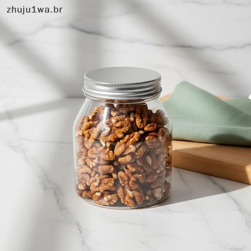 Frascos Herméticos Transparentes De Armazenamento De Alimentos PET De 900ML Com Tampas Para Piquenique , Nozes , Doces ,