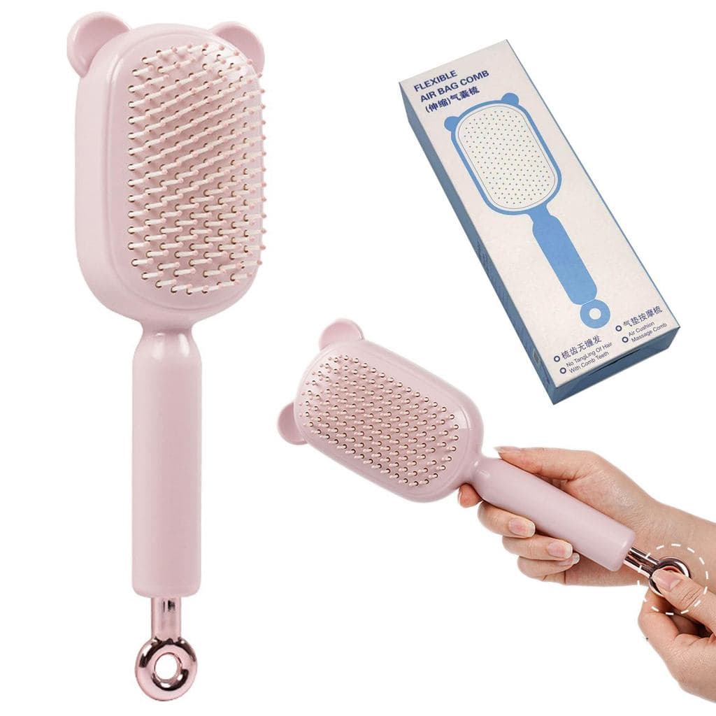 Escova de cabelo autolimpante, escova de cabelo retrátil para mulheres, pentes de massagem com airbag para cabelos gross