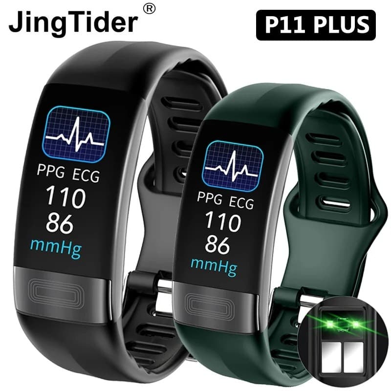 P11 Plus Monitor De Temperatura Corporal Smartwatch Relógio Inteligente Banda Homens Mulheres ECG PPG Pulseira Fitness P