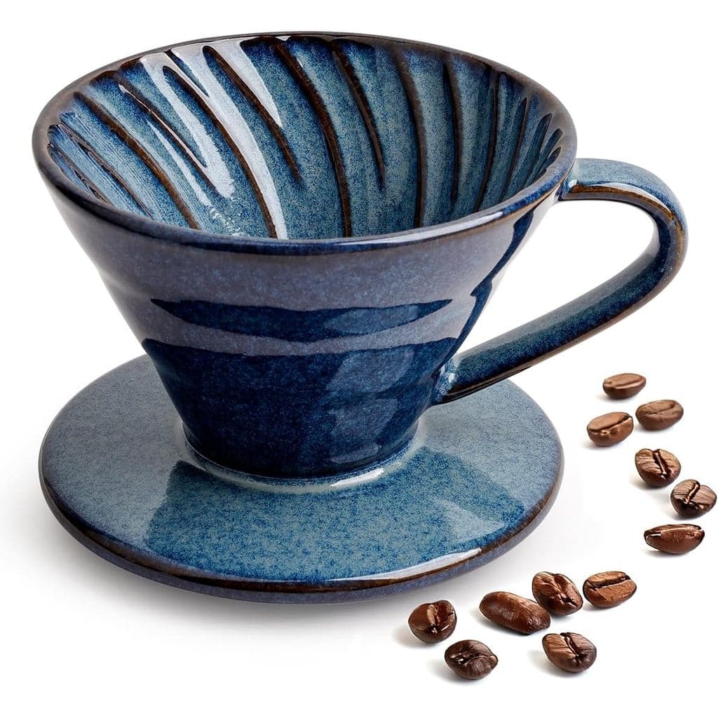 Cafeteira Pour Over, Gotejador de Café Individual de Cerâmica, Suporte de Filtro Reutilizável com Fundo Plano e Furos pa