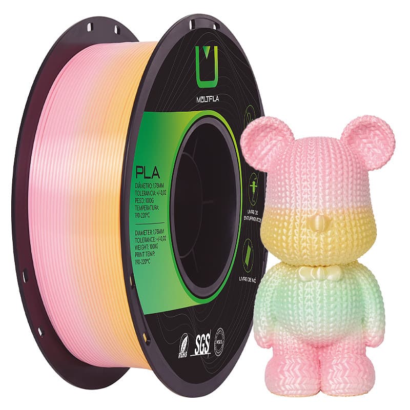 Filamento Multfila Impressora 3D Premium PLA Silk Rainbow Sweet 1kg 1.75mm