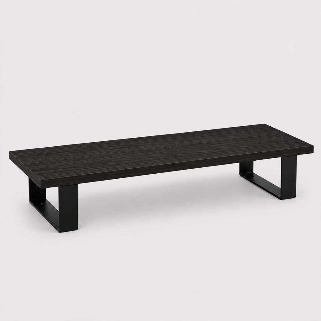 Suporte para Monitor Stand 60x22cm MDF Preto Base Elevada Setup Gamer PC Escritório Home Office Mesa Organização Premium