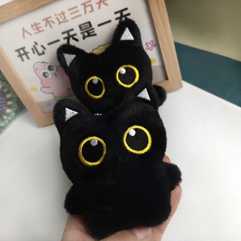 Bonito bonito gato preto pingente feito à mão menina gato namorada boneca pingente de pelúcia japonês bonito presente