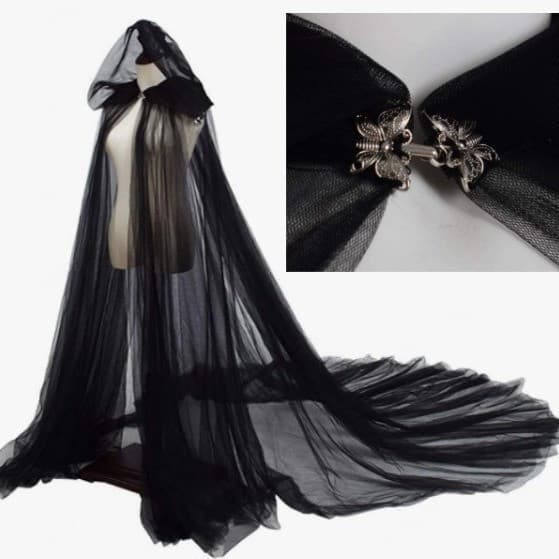 Halloween gaze Retro cor sólida com capuz vampiro capa de noiva preto vermelho branco senhoras manto