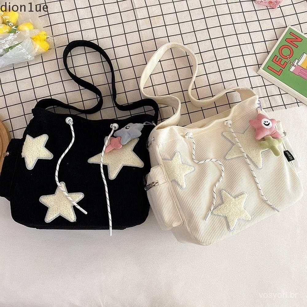 DION1UE Estrela Bolsas De Ombro Veludo Grande Capacidade Bolsa Carteiras Maquiagem Batom Meninas Cosméticos Sacos De Arm