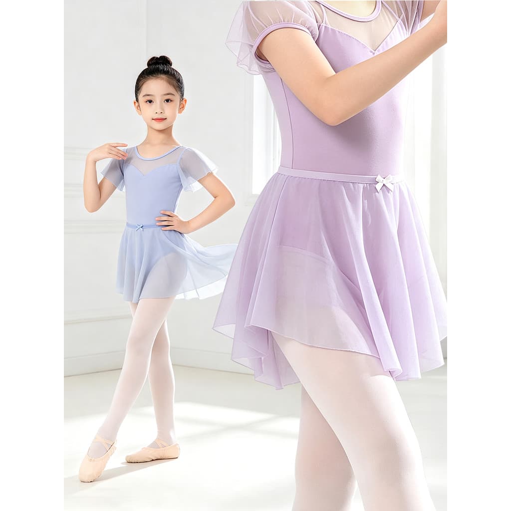 Saia de dança infantil saia de malha para meninas terno de prática corporal fenda lateral saia curta exame de arte de da