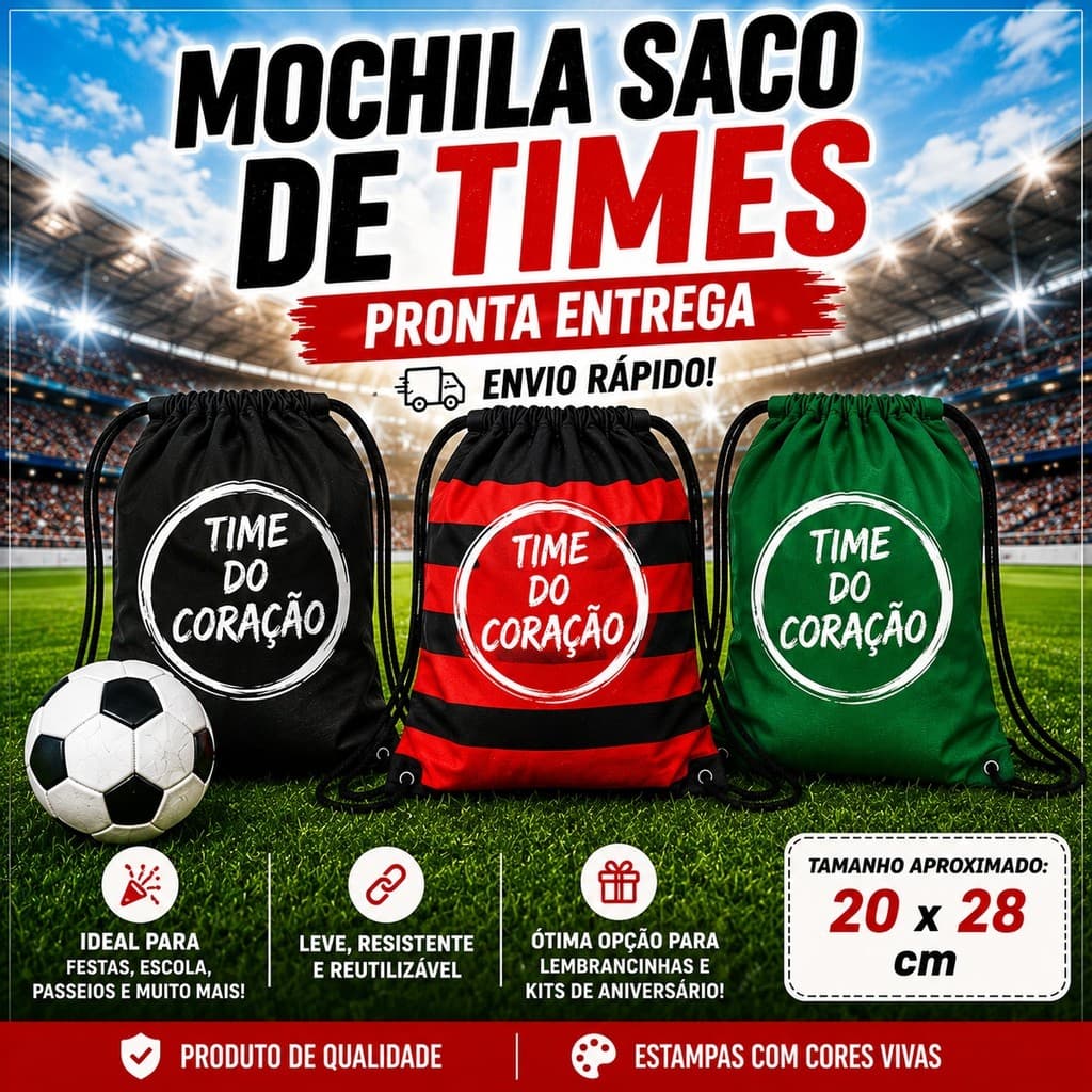 Mochilinhas Personalizadas De Times - Sacochila - Bolsa para Doces - Festa - Lembrancinha