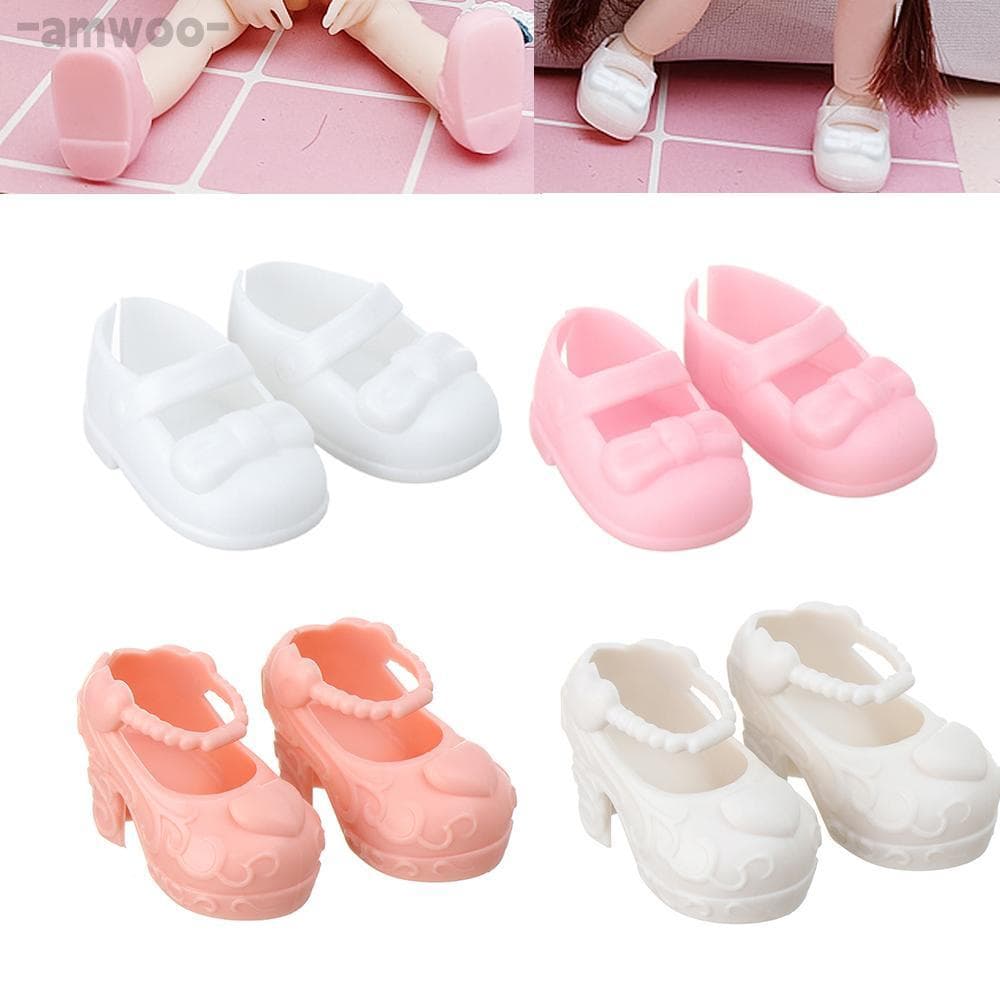 AMWOO 1 Par De Sapatos De Boneca Rosa Branco 30 Cm Roupas Fofas