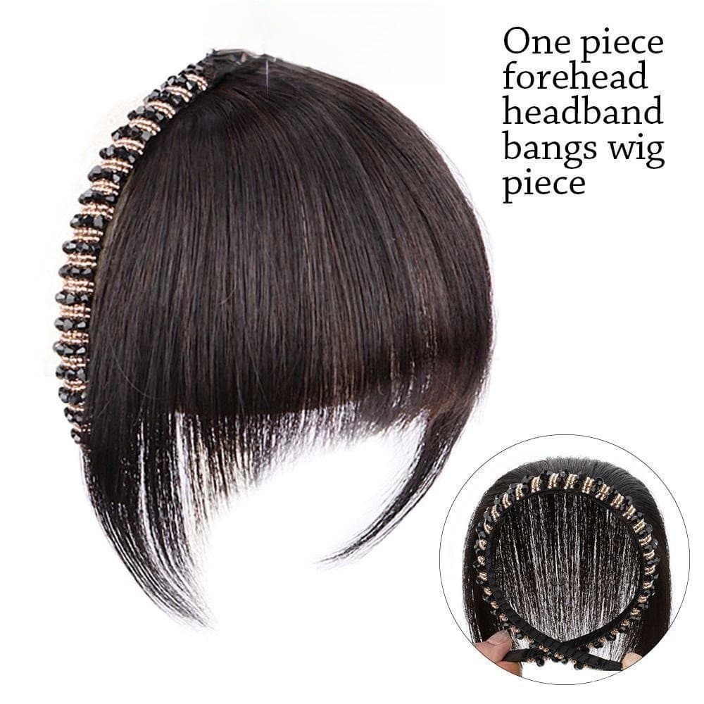 BJIA Franja De Faixa De Cabeça , Falsa Natural , Extensões De Cabelo Ultraleve De Strass Invisível Para Mulheres