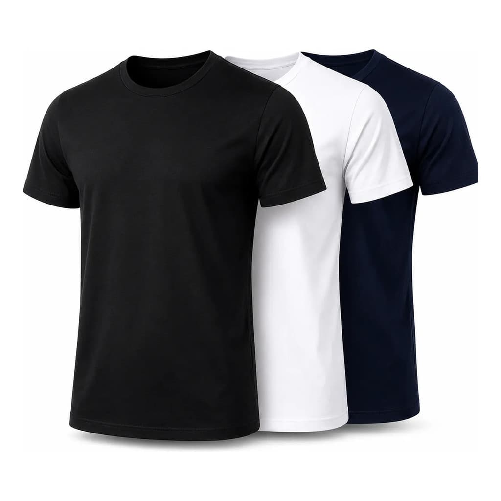 Kit 3 Camisetas Básicas Algodão Lisas Gola Redonda Regular