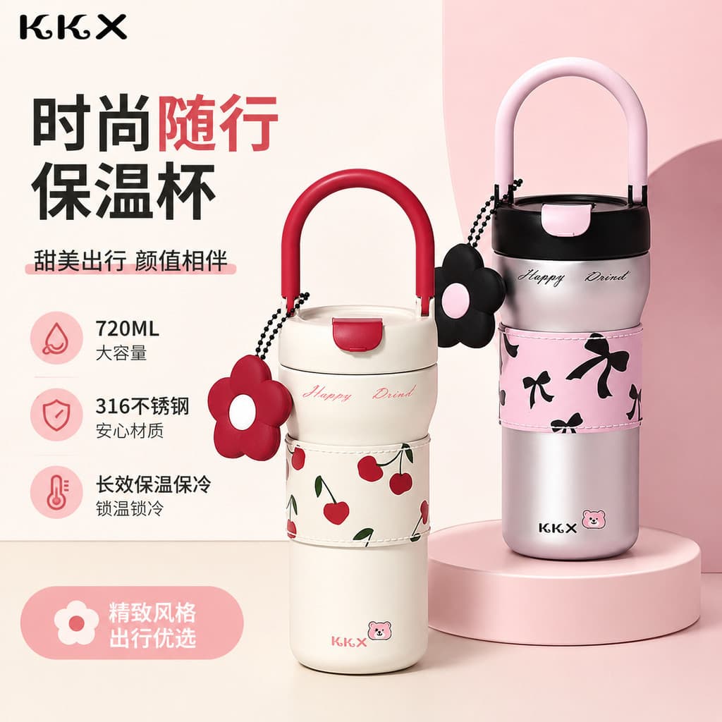 316 copo térmico de aço inoxidável feminino novo estilo copo de café de alto valor acompanhando copo de água de transpor