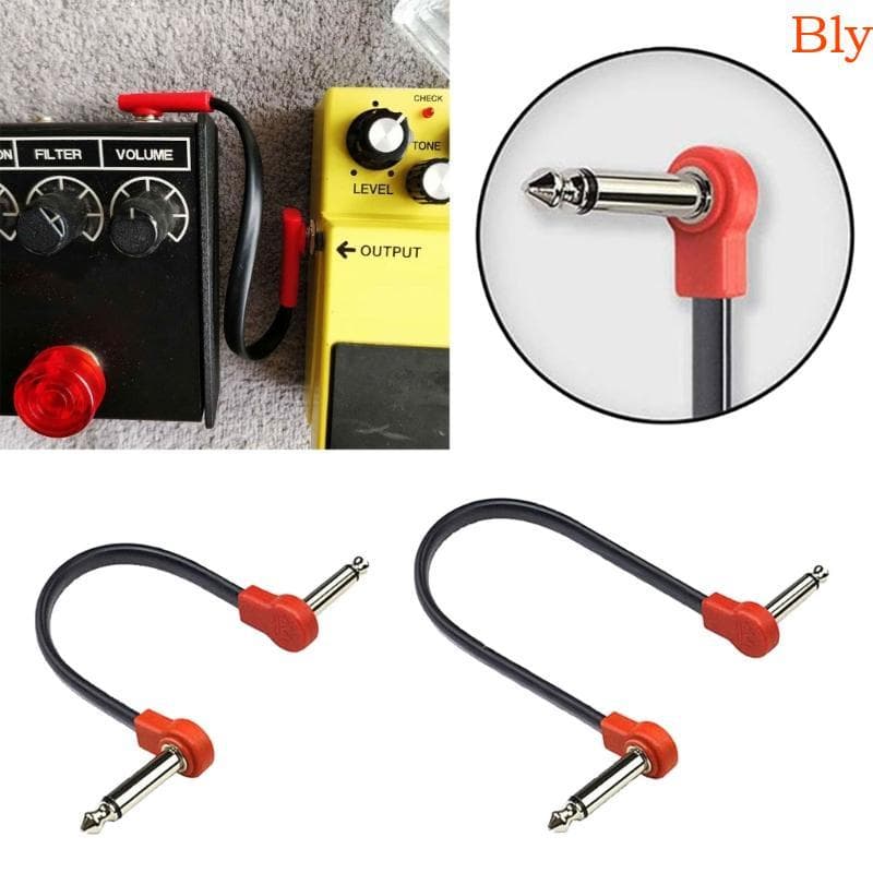 Bly 1 4in Plug Plugue Ângulo Reto Cabos Remendo Guitarra Para Pedais Efeitos 15cm 20cm