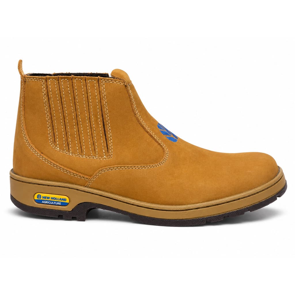 Botina New Agriculture Couro Nobuck 100% Legitimo com Bico de PVC - Botina Masculina Trabalho e Dia a DIa