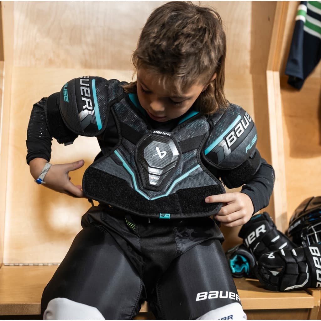 26 novo estilo bauer fusível bola de gelo infantil equipamento de proteção conjunto de três peças bauer Premium protetor